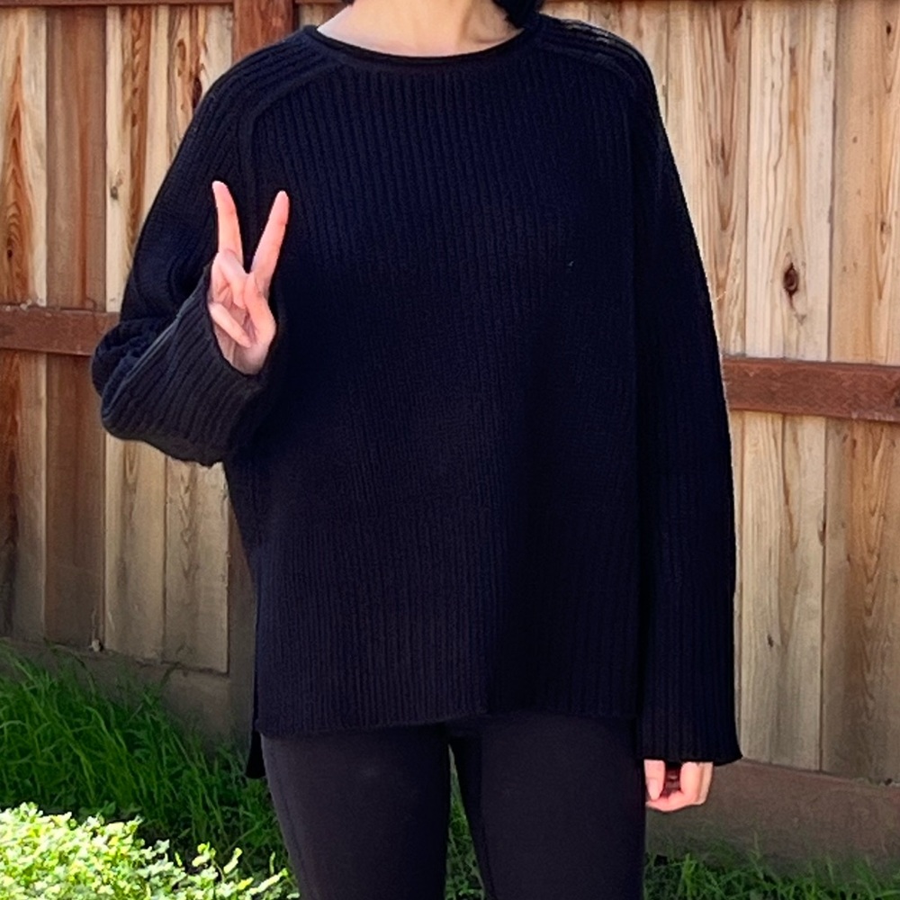 Zara Knit Black Sweater with Split Hem S